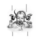 Baby Devil, hear no evil see no evil speak no evil tattoo design idea