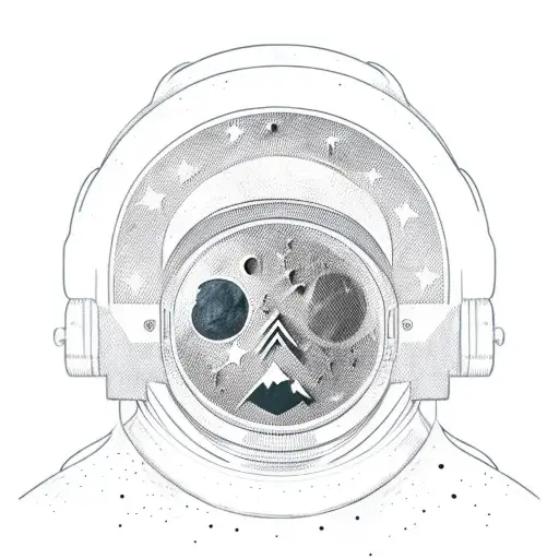 upside down astronaut with a moon reflection in the helmet and stars scattered around  tattoo design idea