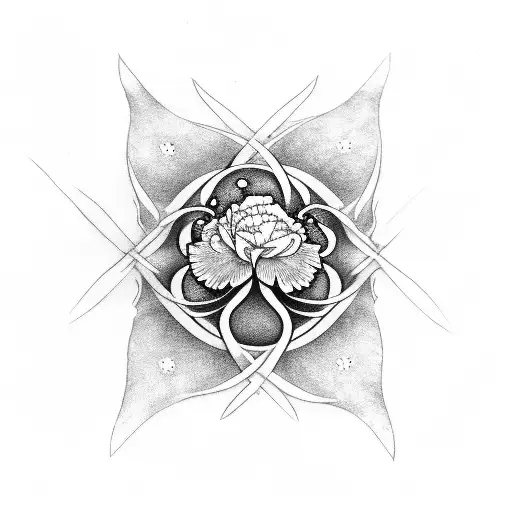 carnation snowdrop flower cancer zodiac waning Gibbous footprint tattoo design idea