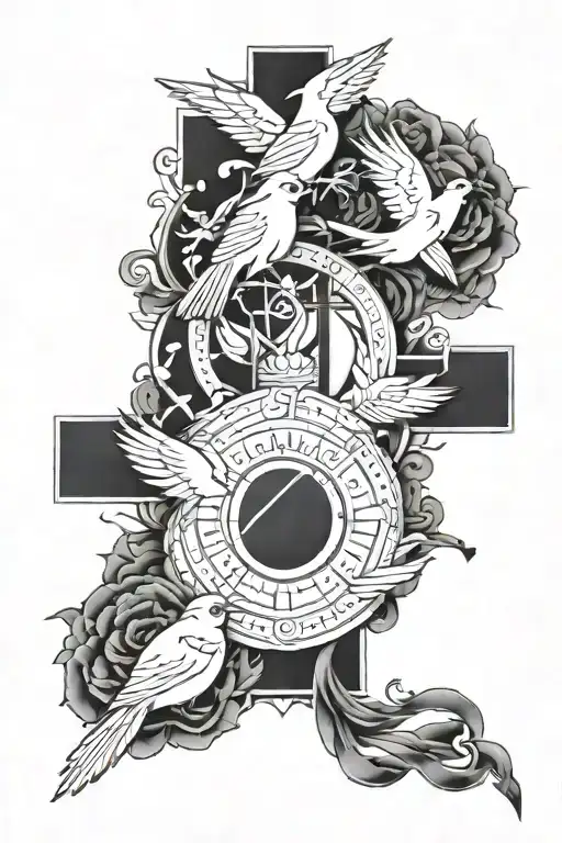 4 cardinal virtues discipline Justice wisdom courage tattoo design idea