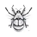 bug with a chainsaw tattoo design idea