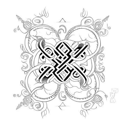 Design with symmetrical capital letter a, which read from top to bottom and from bottom to top in the same way. tattoo design idea