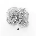 letter a, read normal and bottom to top tattoo design idea