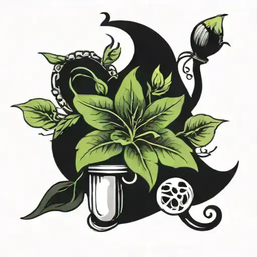 witchy plant growing tattoo design idea