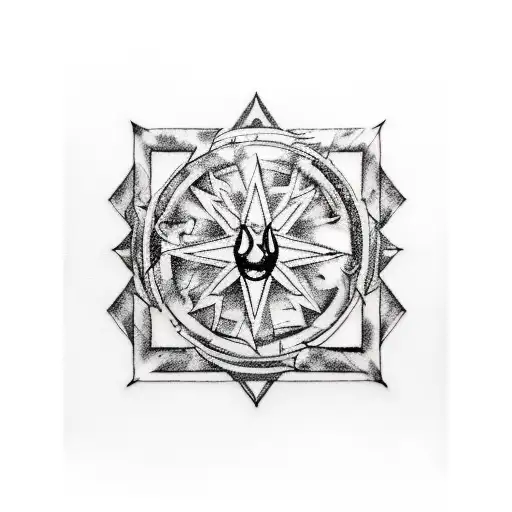 An abstract tattoo representing the music genres of Mac Miller, Eminem, Bob Marley, Dr. Dre, Stone Temple Pilots, Soundgarden, The White Stripes, Led Zeppelin, and Pearl Jam, incorporating elements of nature and outdoor activities tattoo design idea