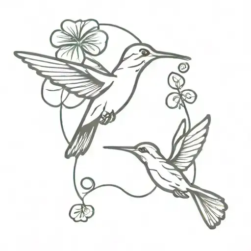 hummingbird and shamrock  tattoo design idea