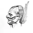 hannibal lecter with helmet samurai tattoo design idea