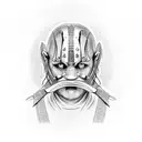 hannibal lecter with helmet samurai tattoo design idea