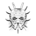 hannibal lecter with helmet samurai tattoo design idea