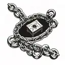 trap with chain, top view tattoo design idea
