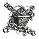 trap with chain, top view tattoo design idea