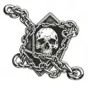 trap with chain, top view tattoo design idea