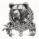 bear trap with chain, top view so that the teeth of the trap are visible tattoo design idea