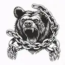 bear trap with chain, top view so that the teeth of the trap are visible tattoo design idea