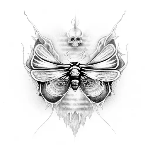 death moth hippy tattoo design idea