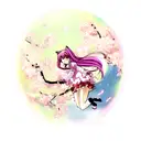 music, anime, cat, pisces with cherry blossoms  tattoo design idea