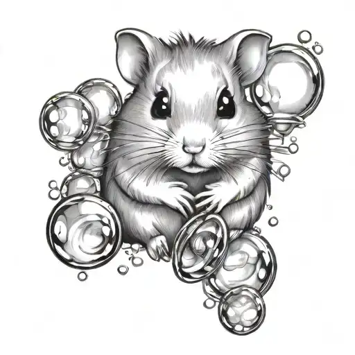hamster and bubbles  tattoo design idea