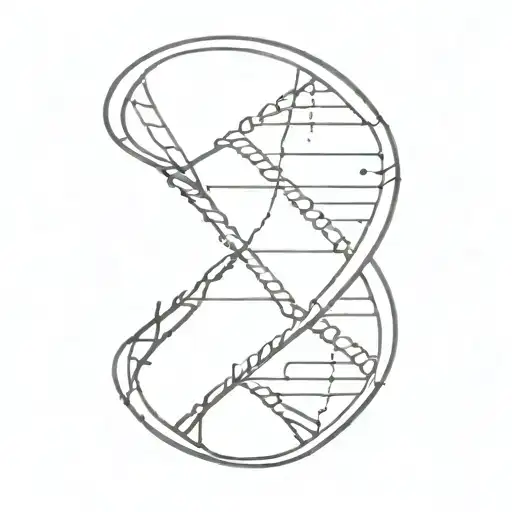 can create a drawing of the dna symbol (the one twisted w tracks) with a train on the tracks circling the dna symbol tattoo design idea