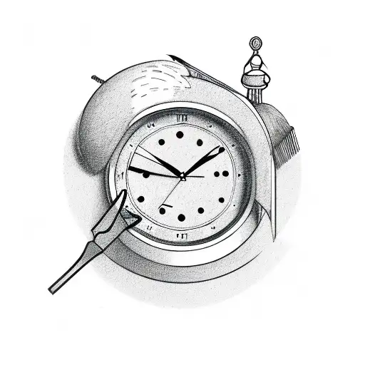 clock with barber pole tattoo design idea