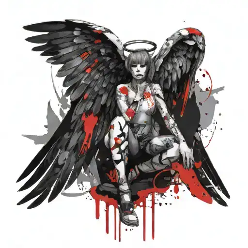 bad angel tattoo design idea