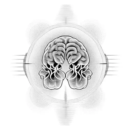 half brain and half a heart, with sound waves through the middle  tattoo design idea