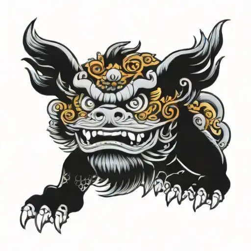 foo dog wearing tattoo design idea