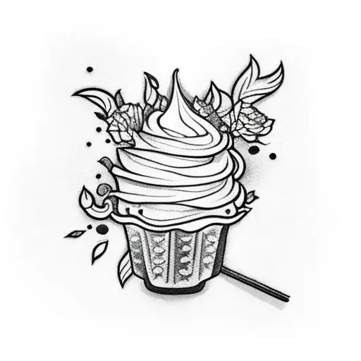  Softe cone ice cream  tattoo design idea