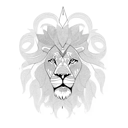 Lion berber thick lines tattoo design idea