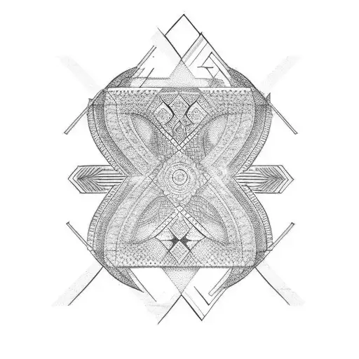 abstract berber thick lines chest tattoo design idea