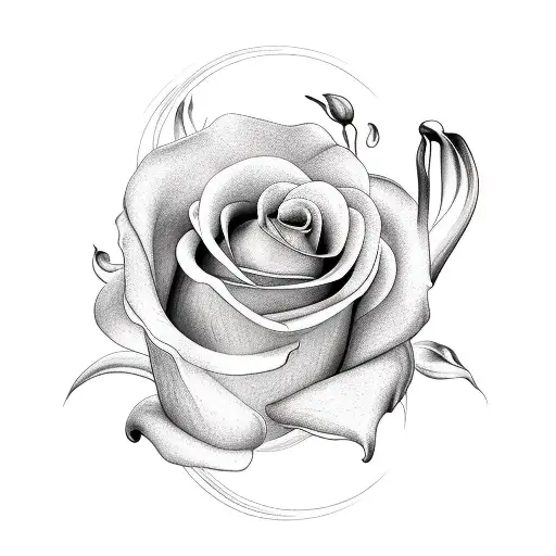 watch with rose and calla lily tattoo design idea