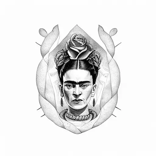 red snake with floures like frida kahlo tattoo design idea
