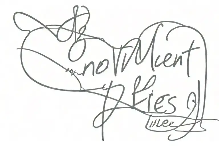 "movement never lies" in cursive writing tattoo design idea