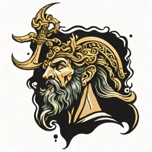 poseidon god tattoo design idea