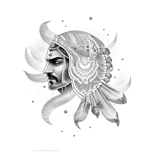 indian falg with all arm force logo tattoo design idea