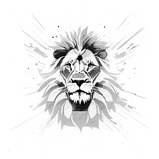 A lion roaring fiercely with a Call of Duty controller in its paw tattoo design idea