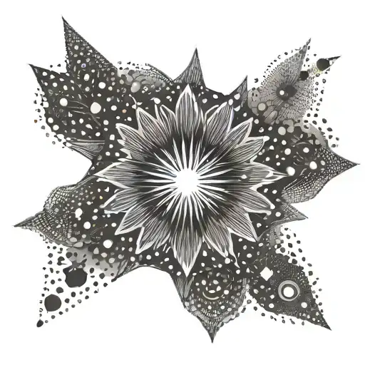 starburst with white circle in centre tattoo design idea