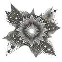 starburst with white circle in centre tattoo design idea