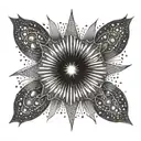 starburst with white circle in centre tattoo design idea