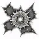 starburst with white circle in centre tattoo design idea