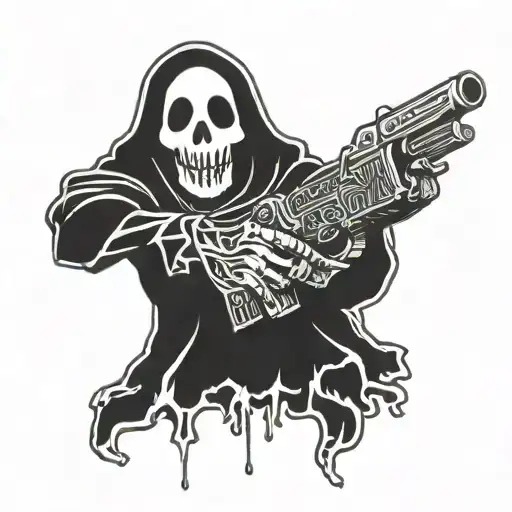 ghost with gun tattoo design idea