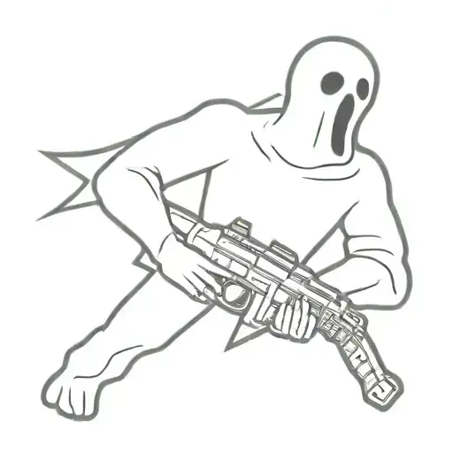 ghost with gun tattoo design idea