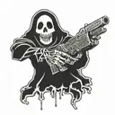 ghost with gun tattoo design idea