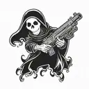 ghost with gun tattoo design idea