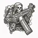 ghost with gun tattoo design idea