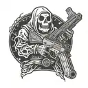 ghost with gun tattoo design idea