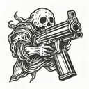 ghost with gun tattoo design idea