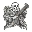 ghost with gun tattoo design idea