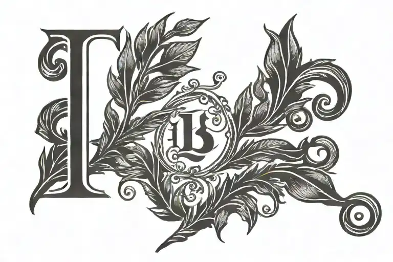 Create the ancient Greek letter L surrounded by a laurel wreath tattoo design idea