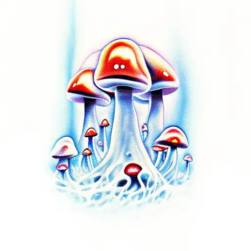 magic mushrooms tattoo design idea