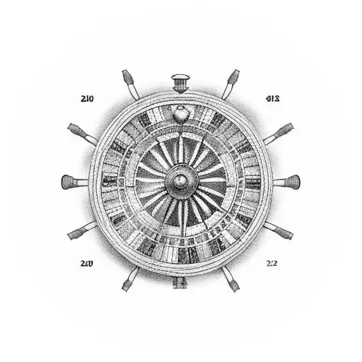 A detailed blackwork tattoo of a stylized roulette wheel symbolizing risk, with the numbers representing important dates in your family's history tattoo design idea